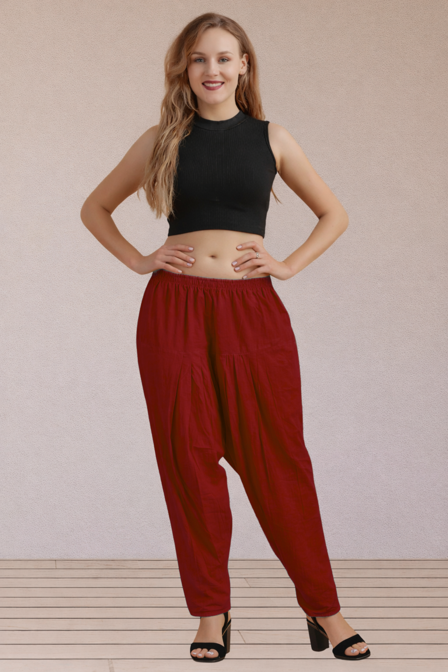 Maroon Easy Fit Cotton Salwar