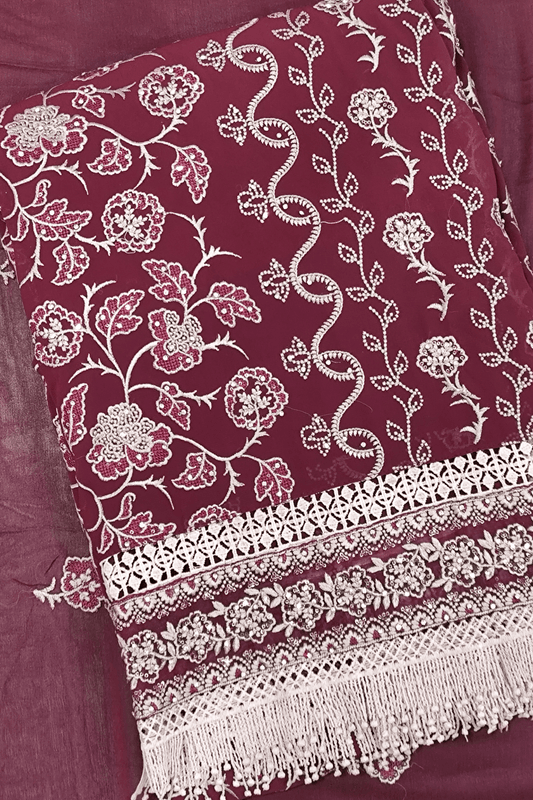 Deep Maroon Zardosi Unstitched Salwar Suit