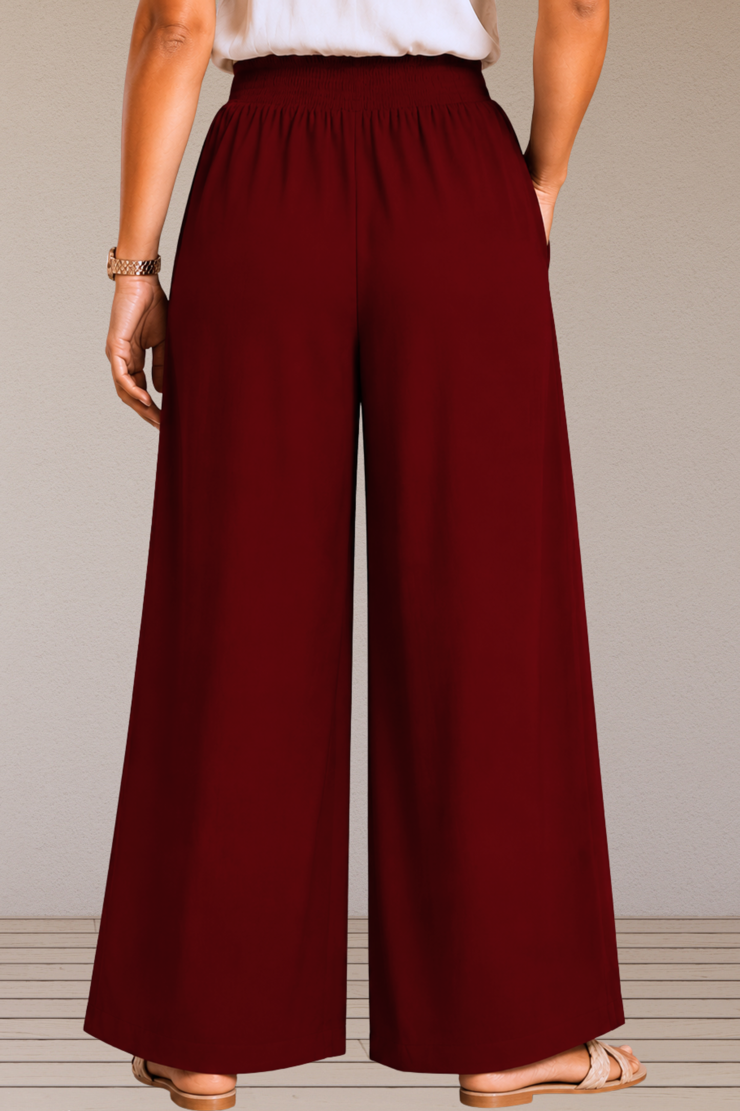Maroon Flared Palazzo Pant