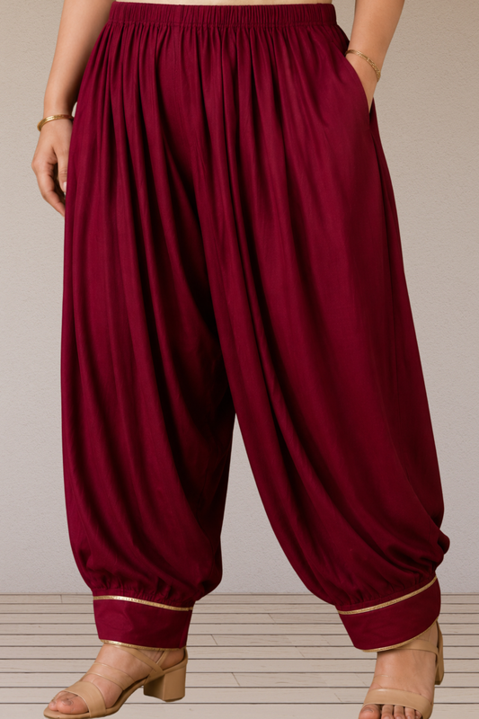 Maroon Lace Hem Afghani Salwar