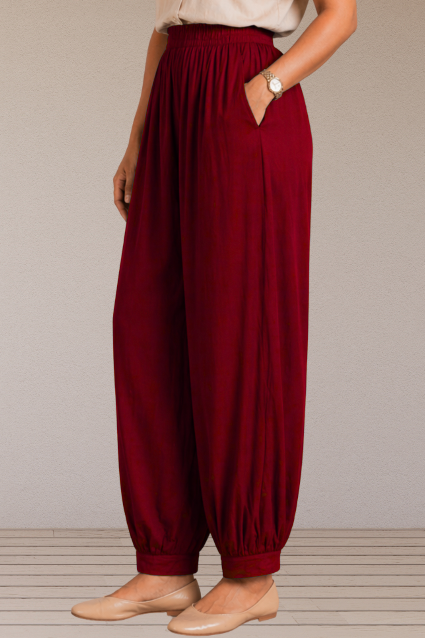 Maroon Rayon Afghani Pants