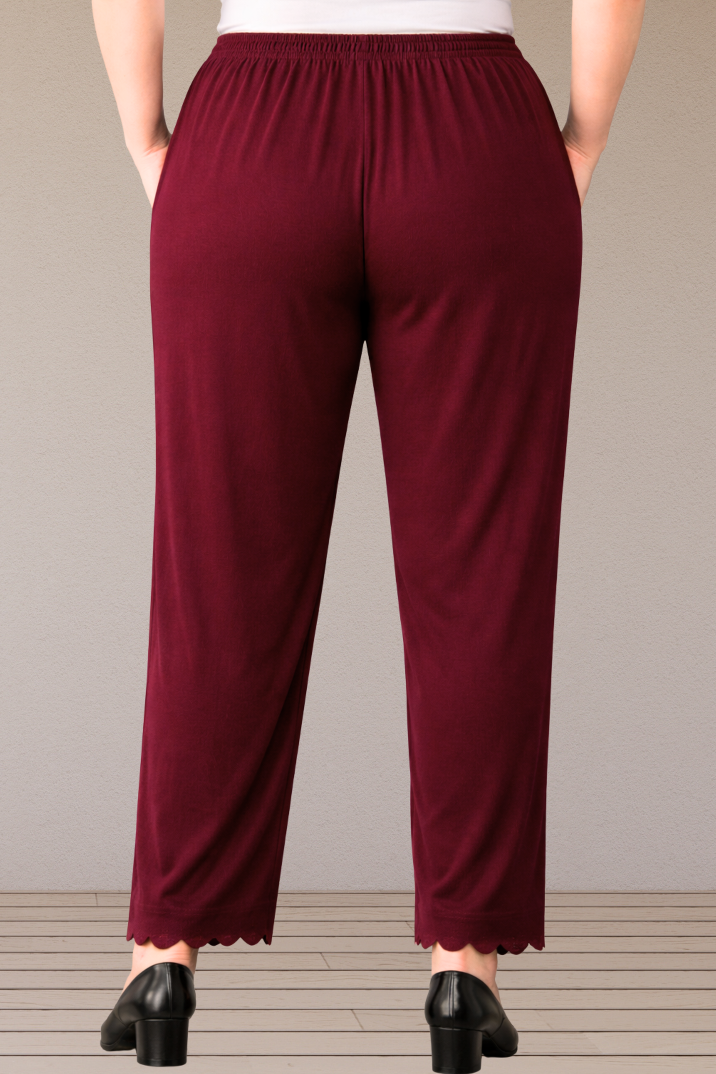 Maroon Scallop Cut Cotton Palazzo