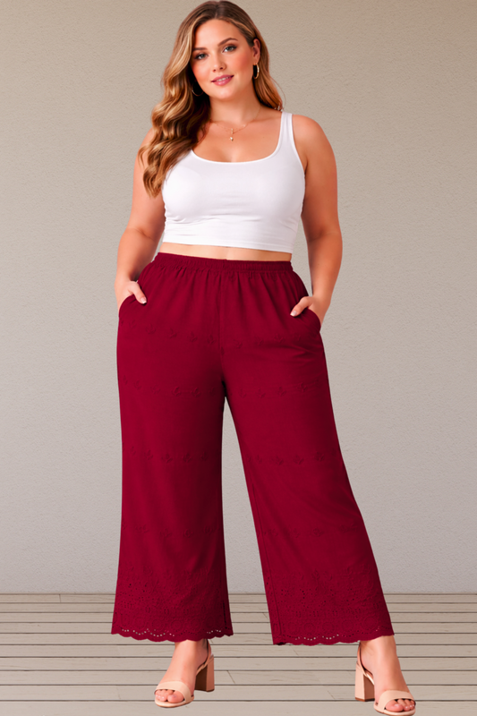 Maroon Schiffli Palazzo