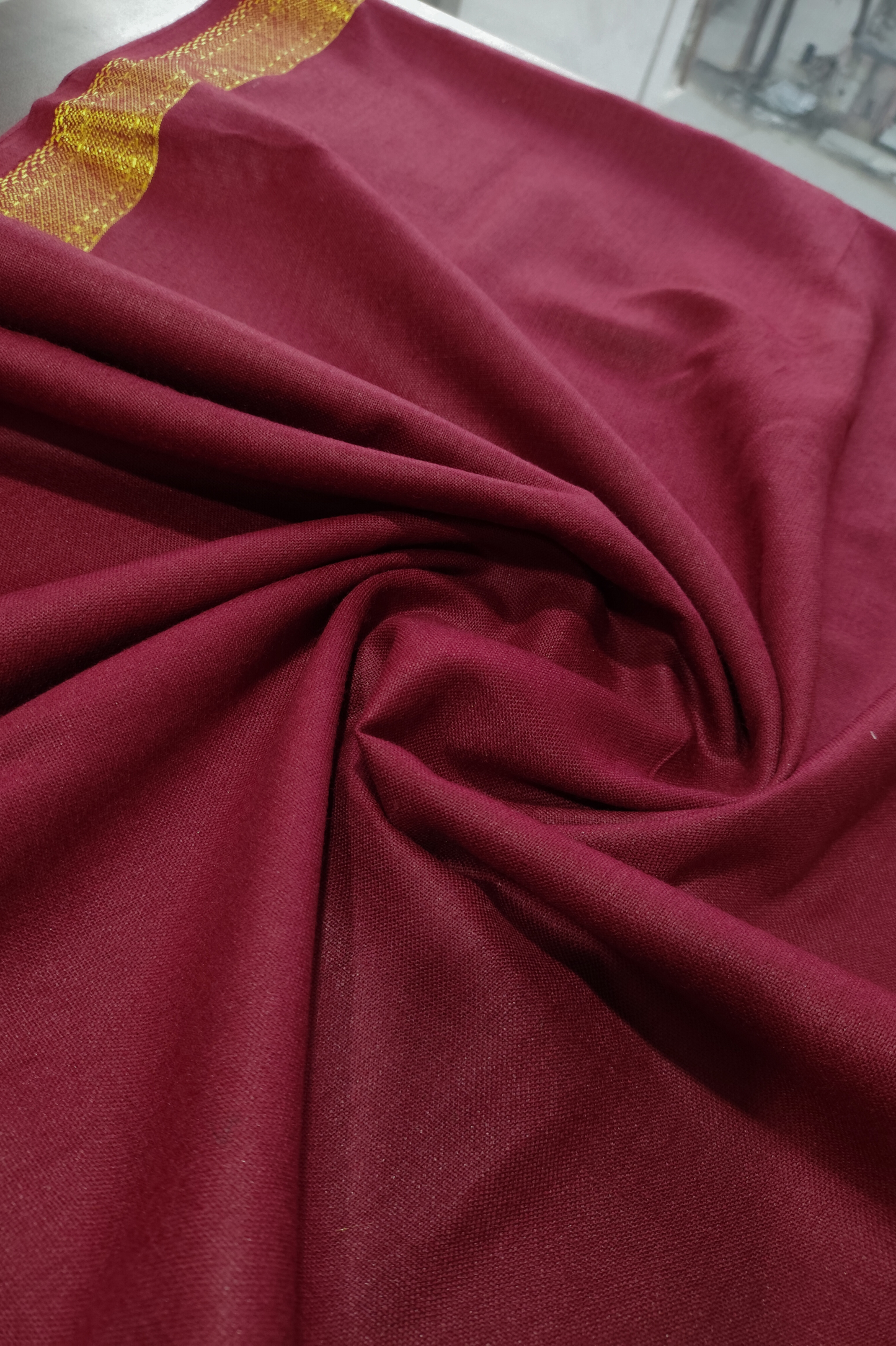 Maroon Bordered Woollen Shawl