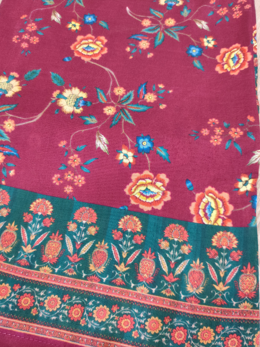Wine Garden Silk Dupatta