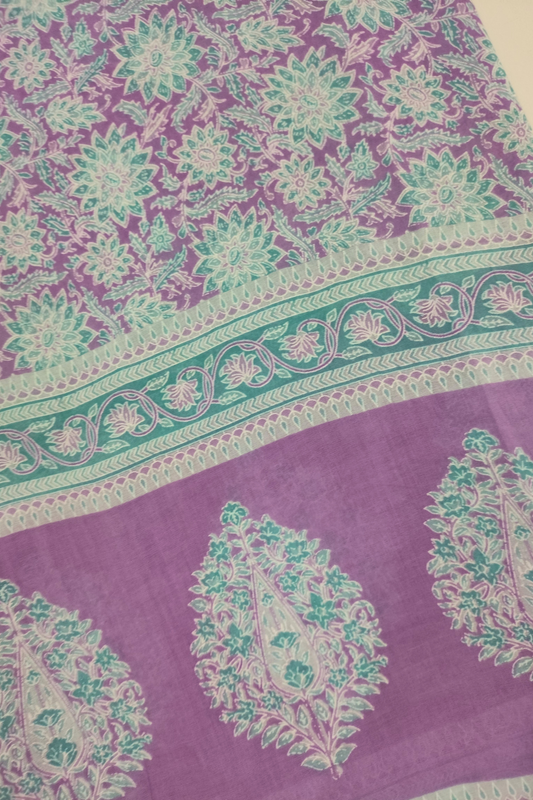 Mauve Floral Cotton Dupatta