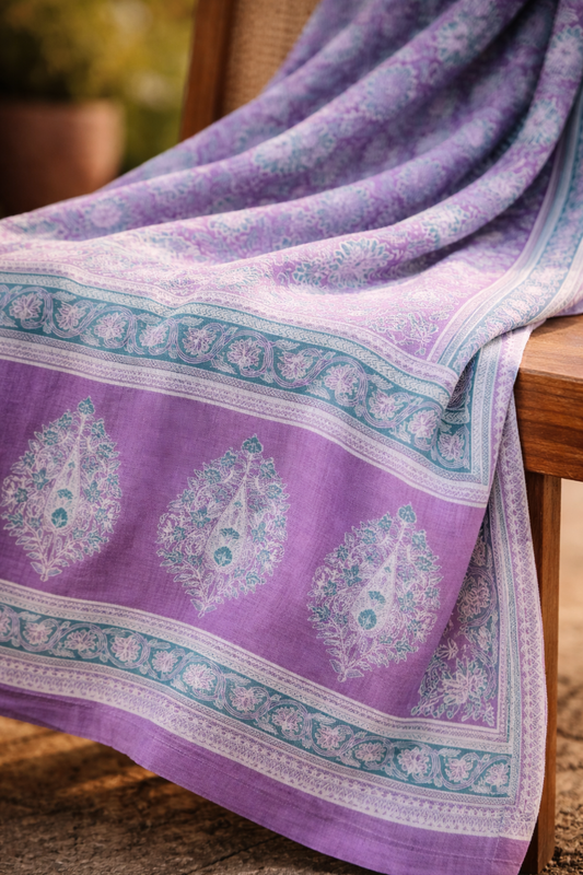 Mauve Floral Cotton Dupatta