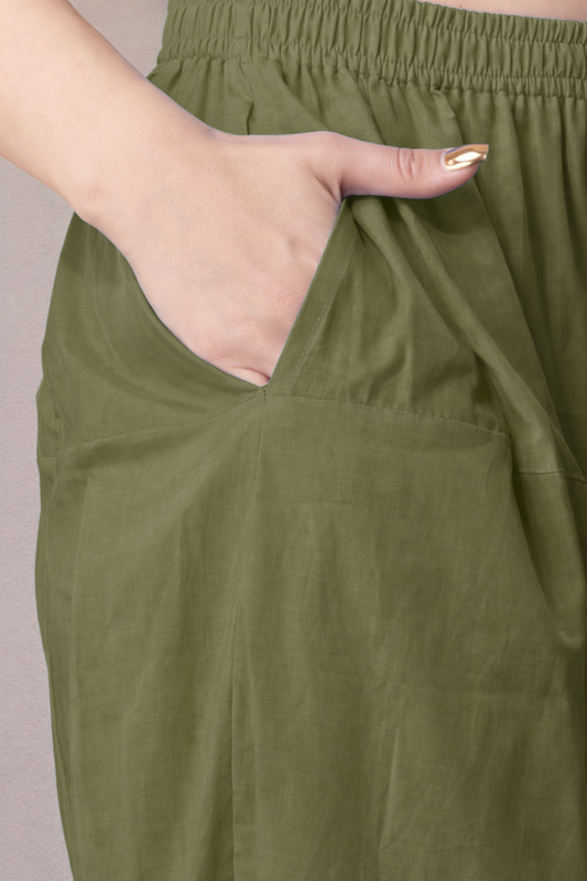 Mehandi Green Cotton Afghani Salwar
