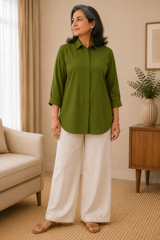 Mehandi Muse Solid Rayon Shirt