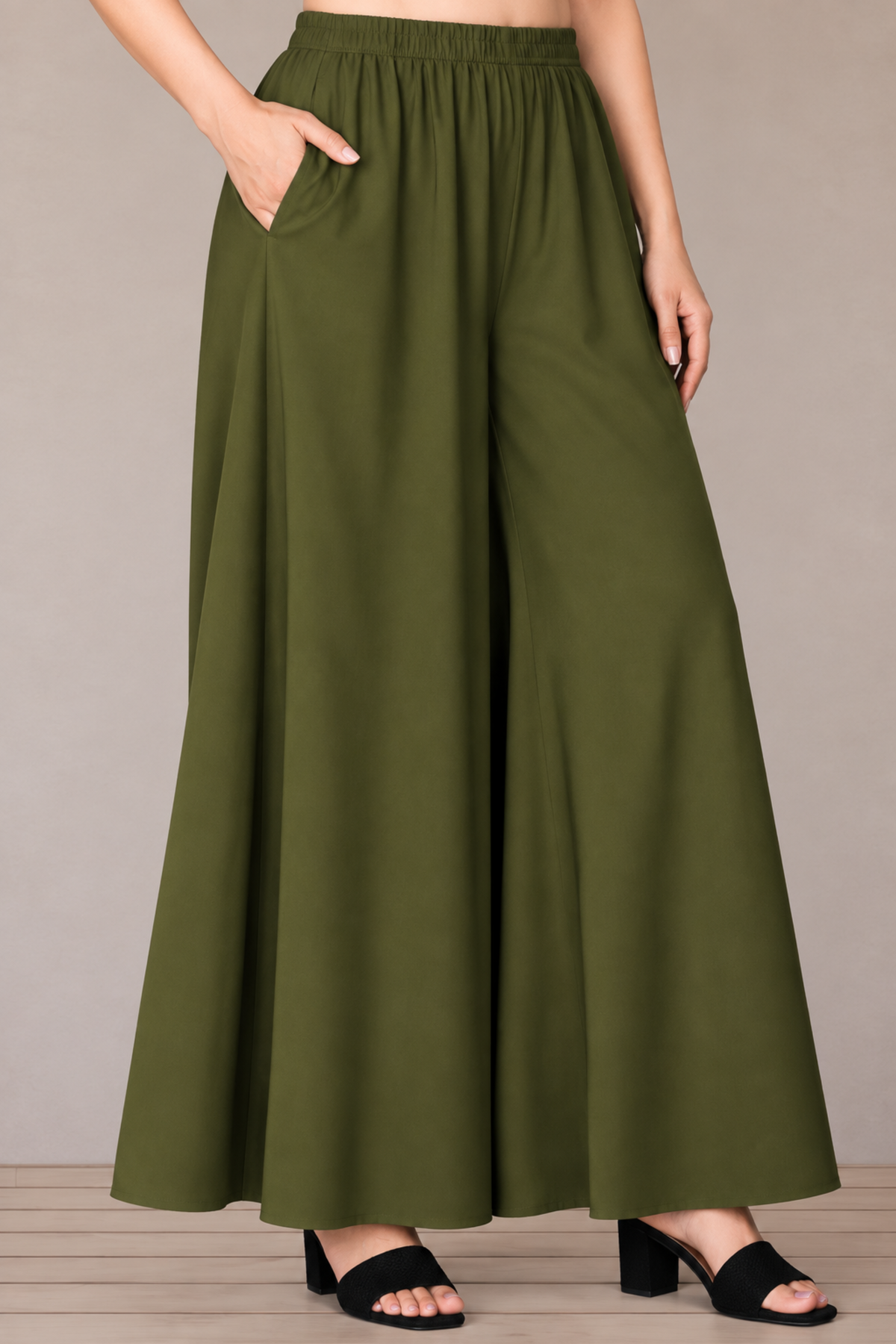 Mehandi Green Rayon Skirt Palazzo