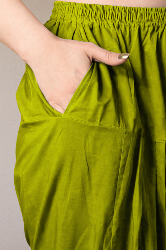 Mehandi Green Pleated Cotton Salwar