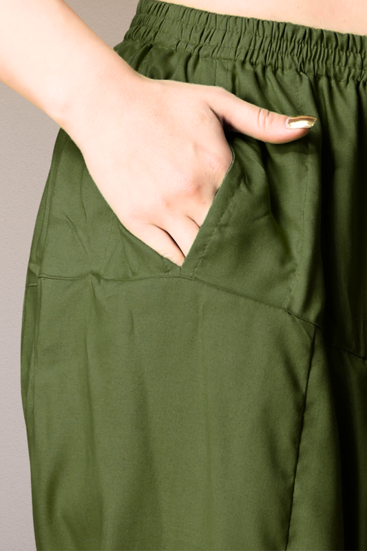 Mehandi Green Pleated Rayon Salwar
