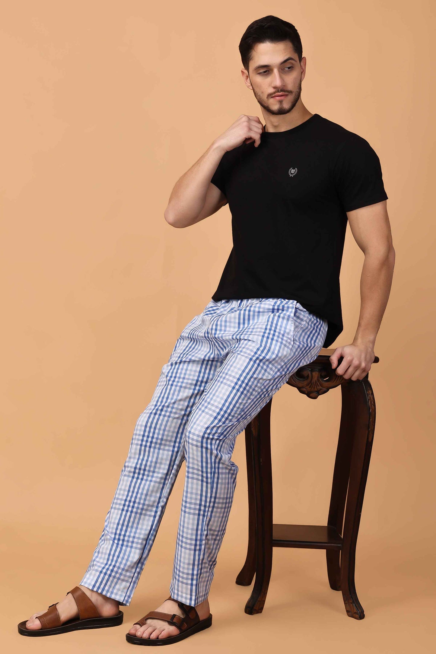 Buy Plus Size Ocean Checked Comfort Cotton Pajama At Apella | Sizes XS to 10 XL | India | Free Delivery | Customized