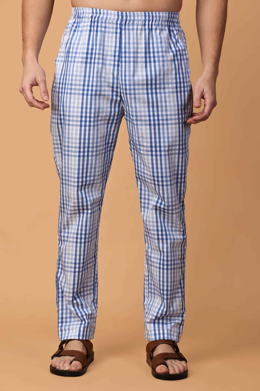 Buy Plus Size Ocean Checked Comfort Cotton Pajama At Apella | Sizes XS to 10 XL | India | Free Delivery | Customized