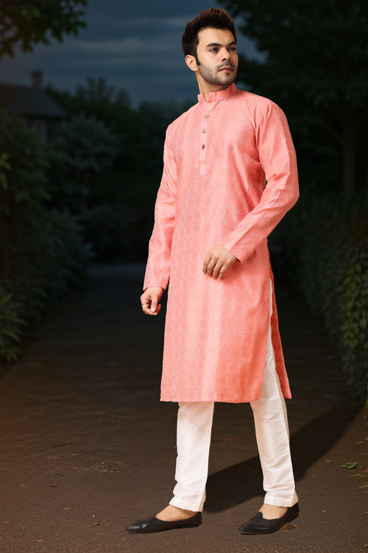 Buy Plus Size Candle Light Woven Kurta Pajama At Apella | Sizes XS to 10 XL | India | Free Delivery | Customized