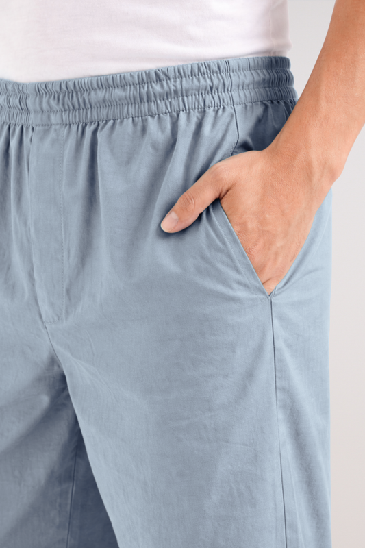 Powder Blue Cotton Pant Pajama
