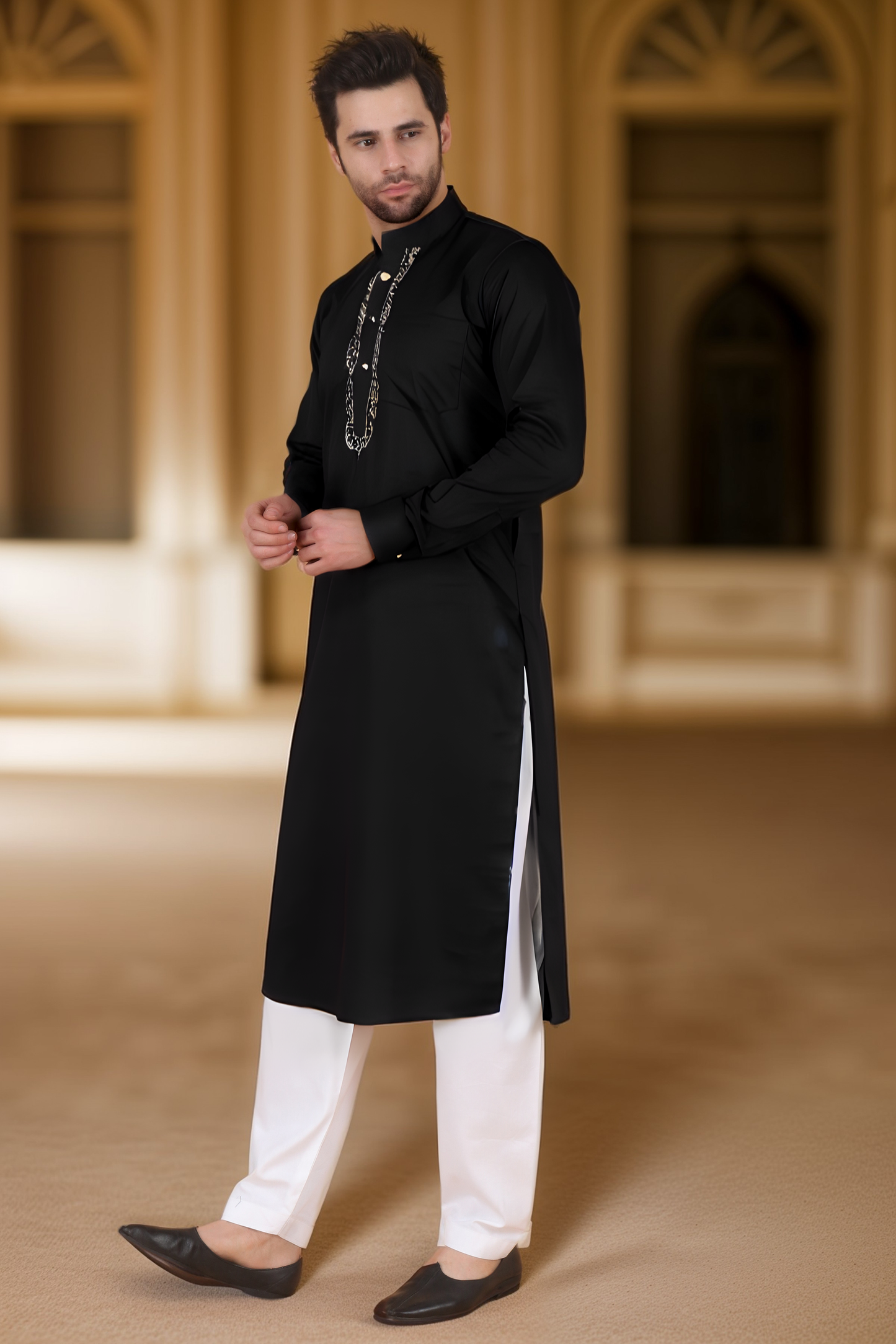 Black Embroidered Kurta Pajama