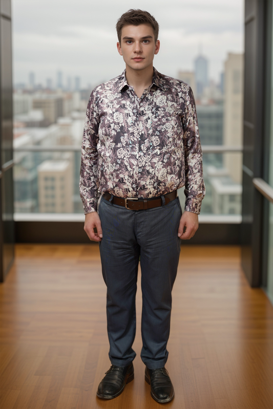 Dusty Burgundy Printed Shirt