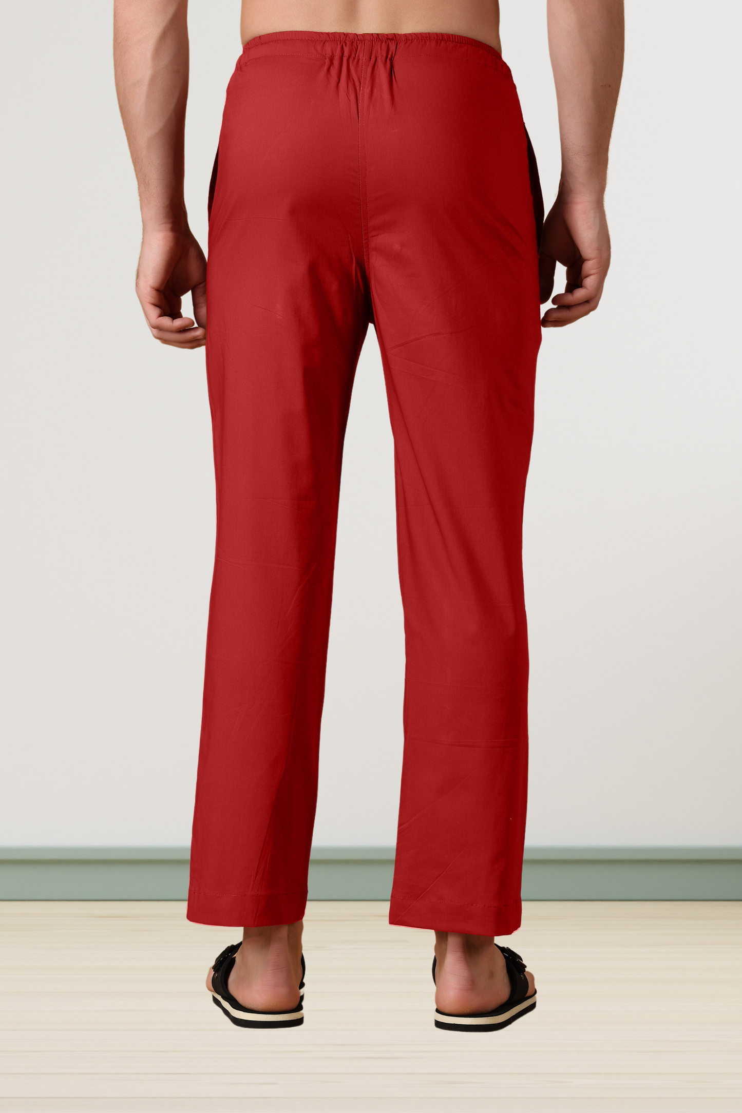 Pale Red Green Cotton Pant Pajama
