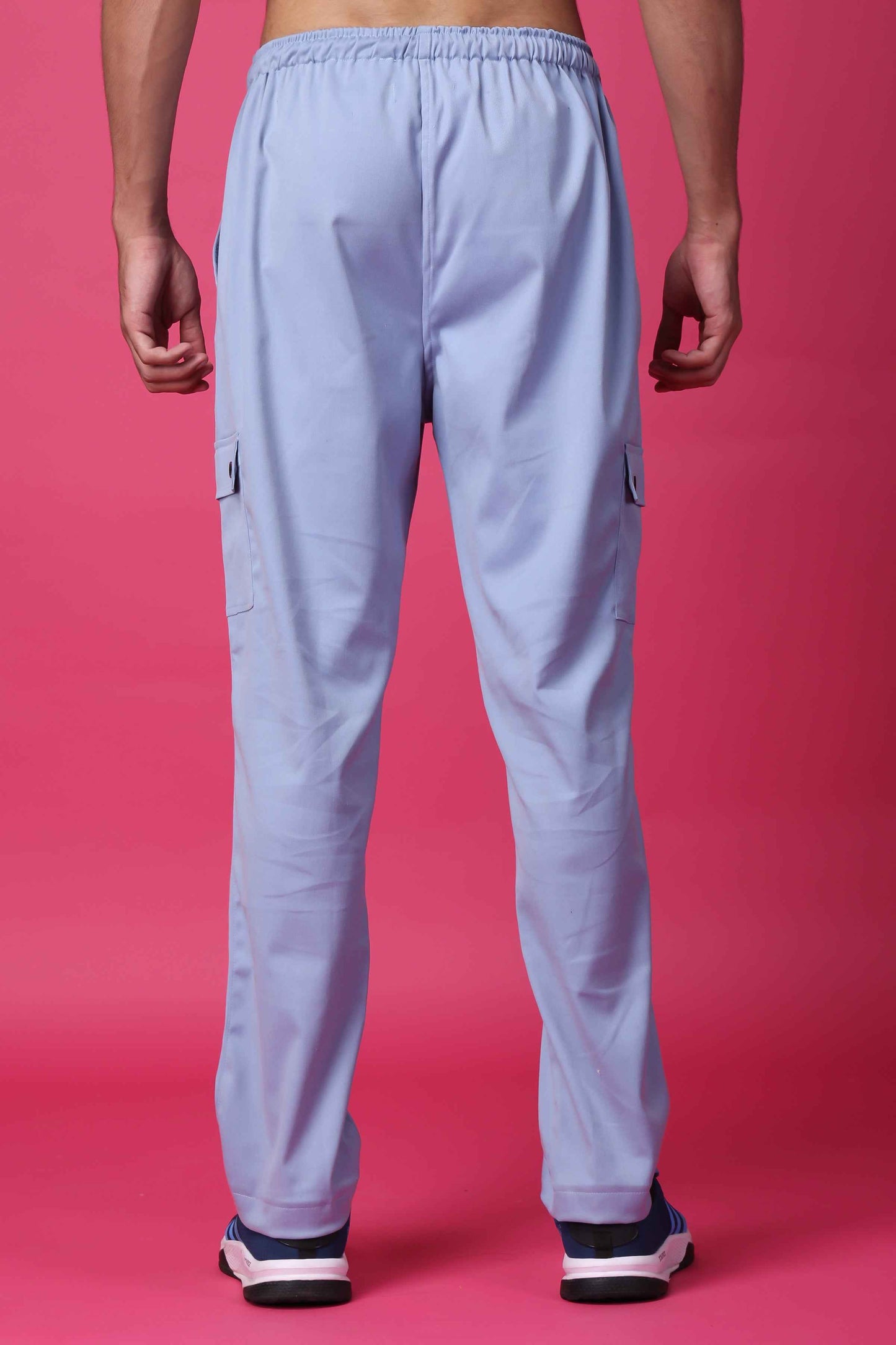 Buy Plus Size Powder Blue Stretch Cargo At Apella | Sizes XS to 10 XL | India | Free Delivery | Customized