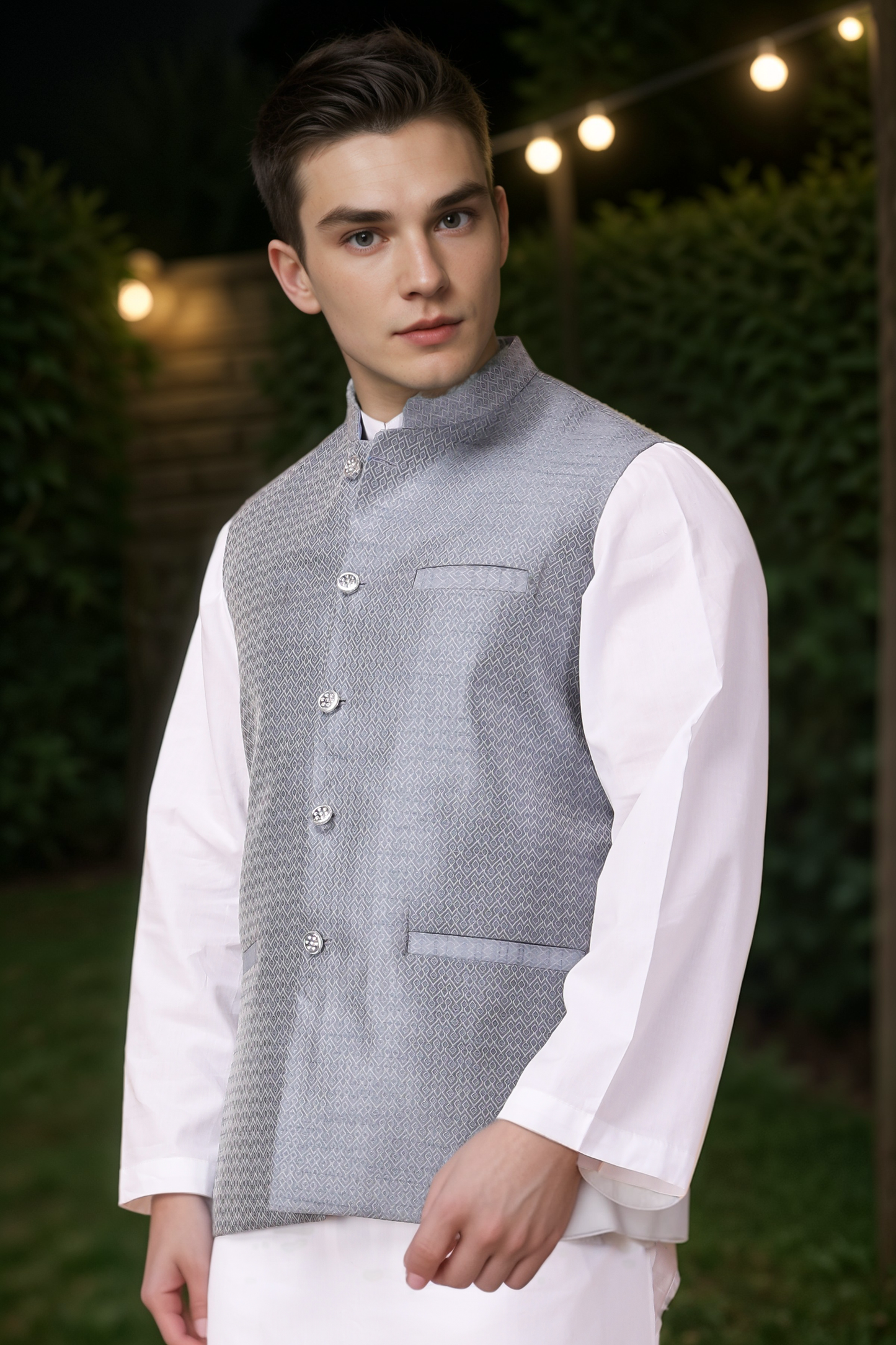 Buy Plus Size Silken Brocade Kurta Vasket Set At Apella | Sizes XS to 10 XL | India | Free Delivery | Customized