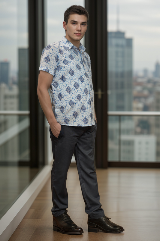 Frosted Blue Printed Shirt