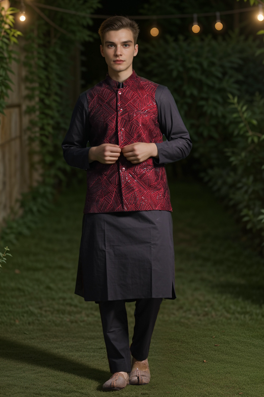 Buy Plus Size Velvet Glamour Sequinned Vasket At Apella | Sizes XS to 10 XL | India | Free Delivery | Customized