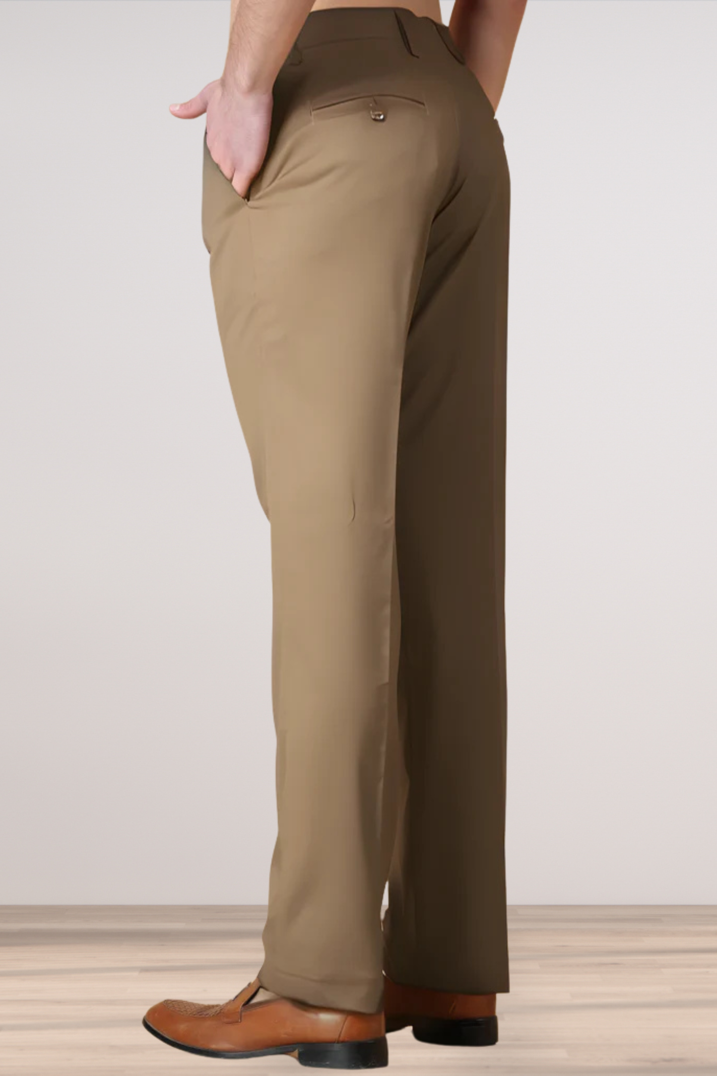 Desert Khakhi Solid Stretch Trouser