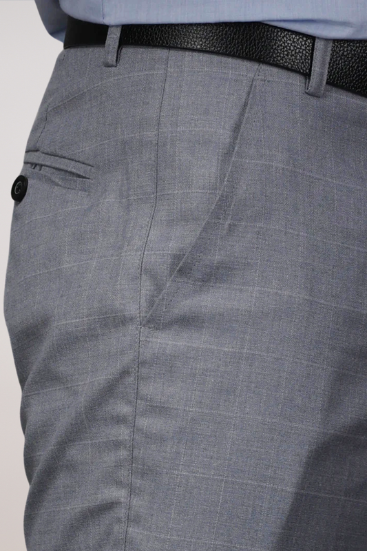Graphite Checked Formal Trousers