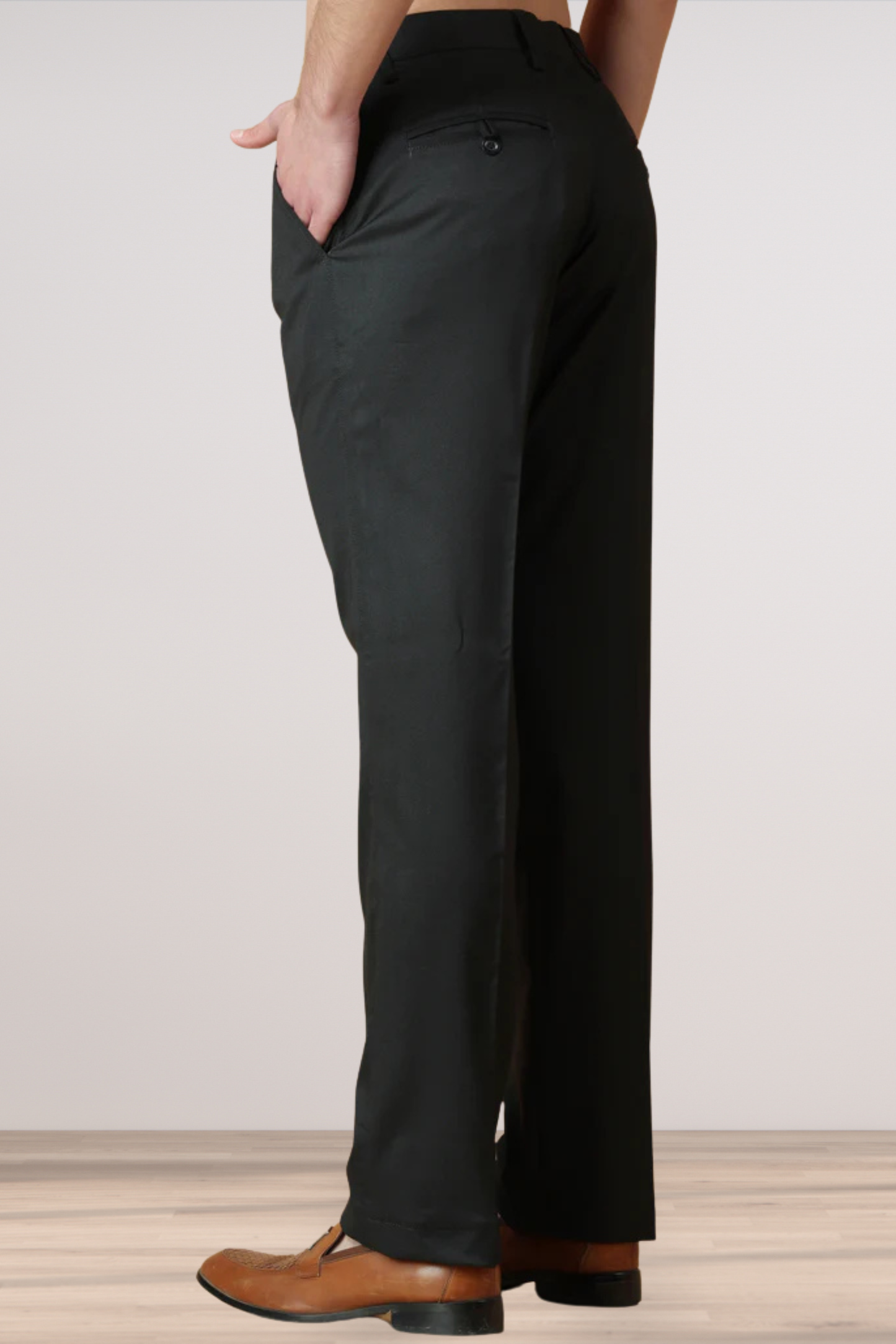 Forest Black Formal Stretch Trousers