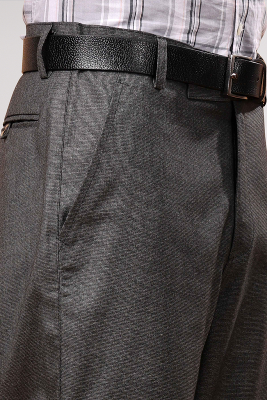 Smoke Grey Textured Stretch Trousers