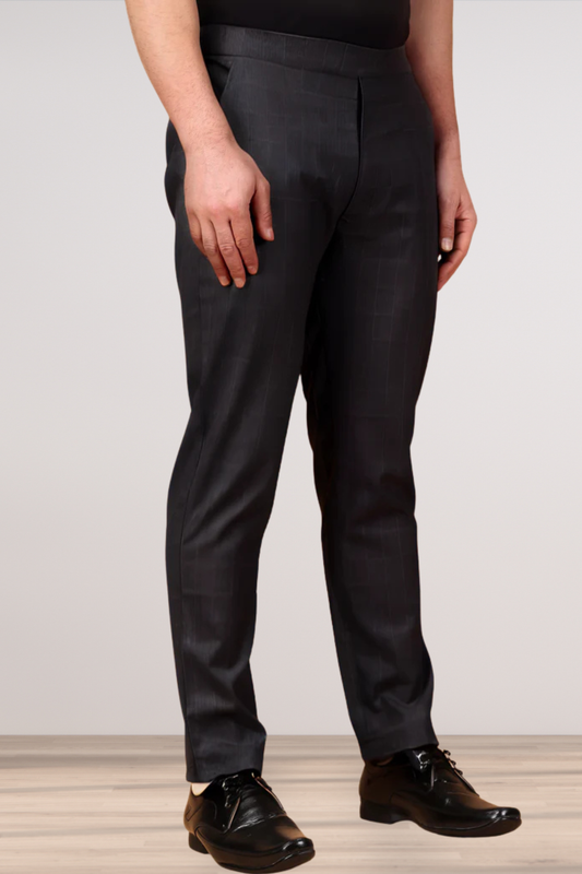 Smoke Black Checked Comfort Fit Trousers