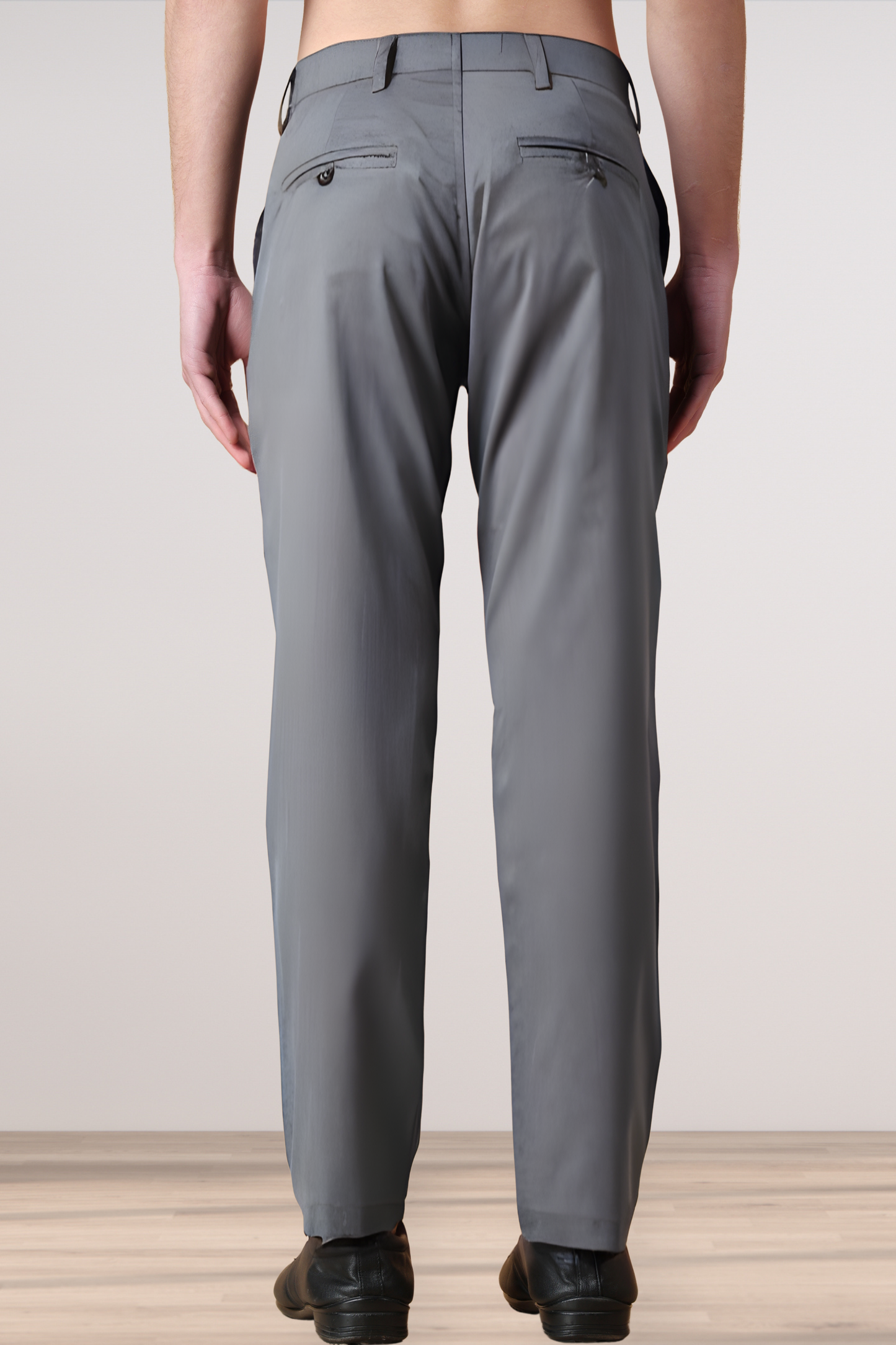 Slate Grey Solid Formal Trousers