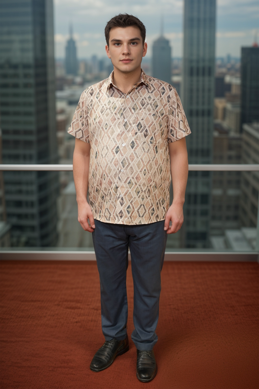 Beige Horizon Printed Shirt