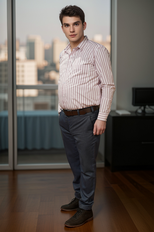 Blush Crest Striped Cotton Shirt