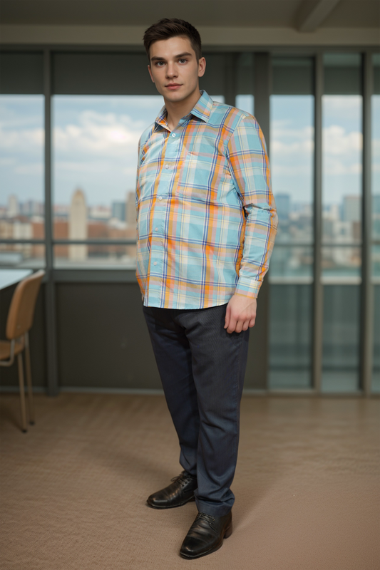 Coastal Stride Check Cotton Shirt