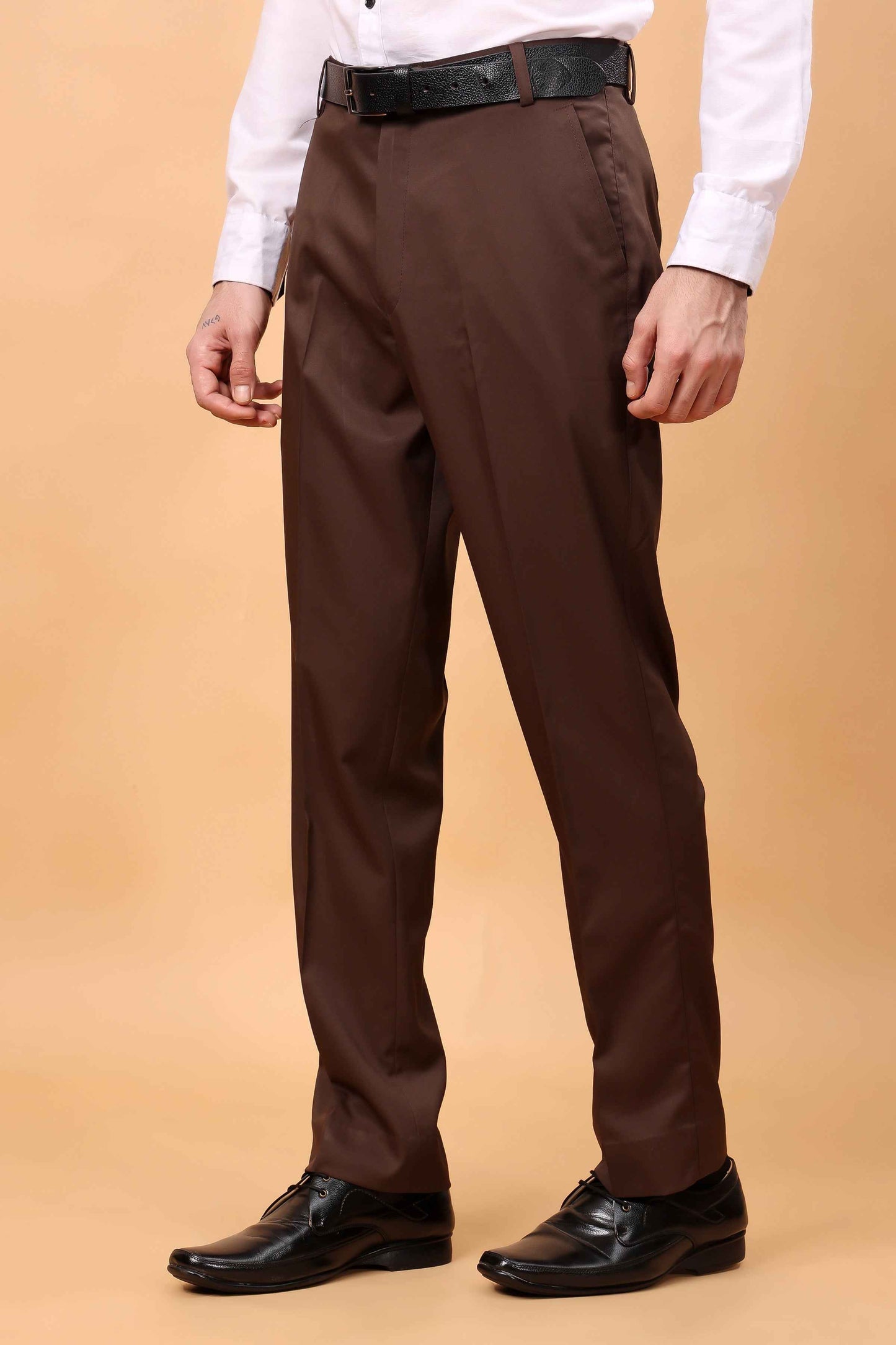 Buy Plus Size Cocoa Classic Solid Formal Trousers At Apella | Sizes XS to 10 XL | India | Free Delivery | Customized