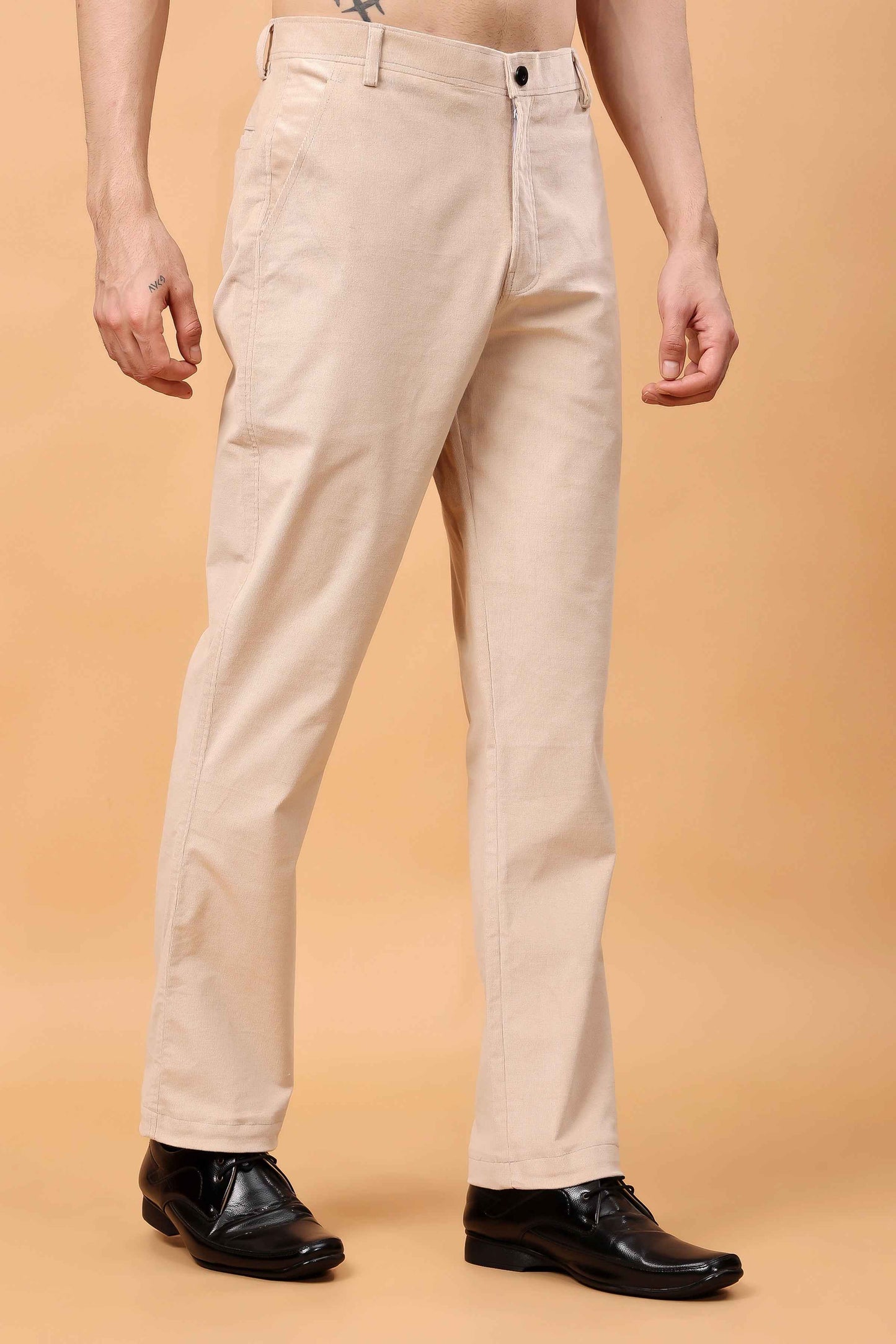 Soft Craem Corduroy Formal Trousers