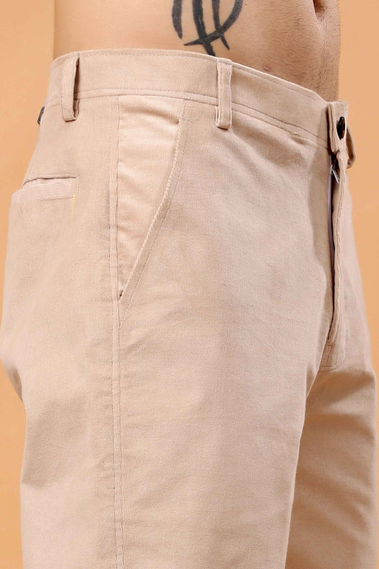 Soft Craem Corduroy Formal Trousers