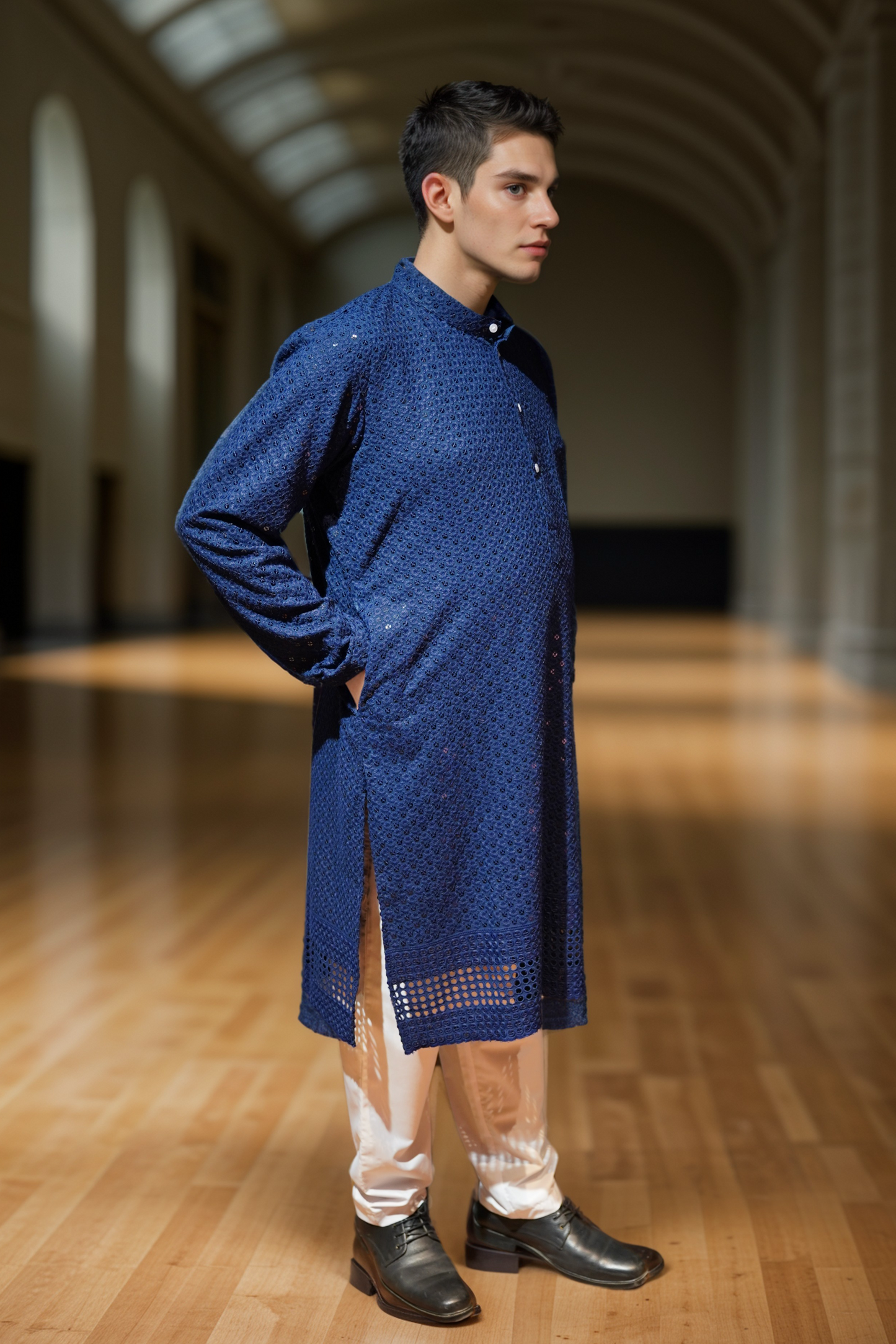 Gleaming Blue Sequined Kurta