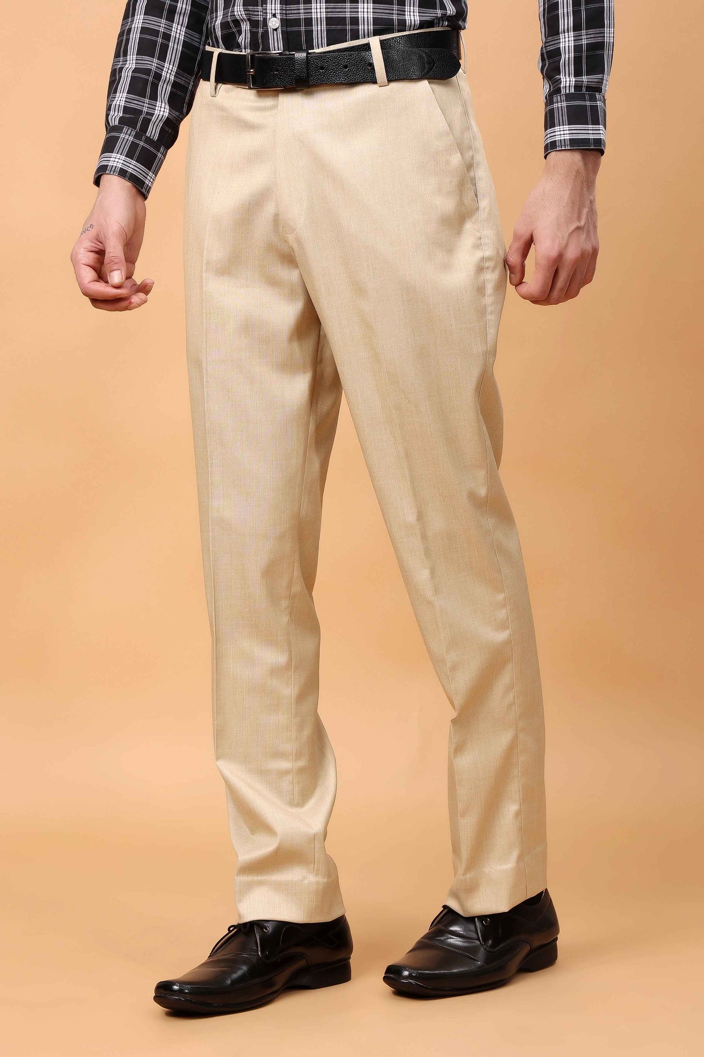 Soft Camel Linen Formal Trousers
