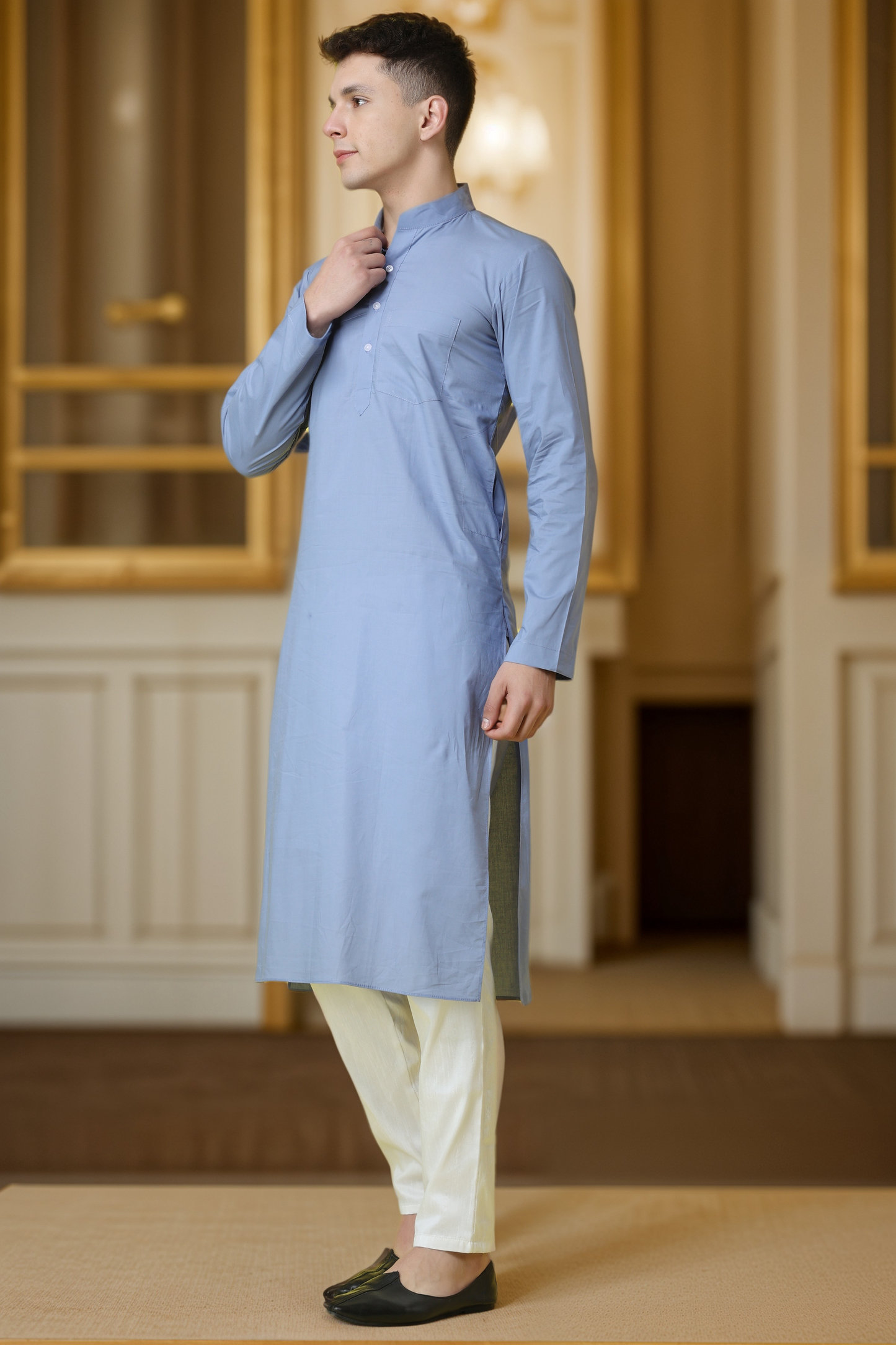 Buy Plus Size Marble Grey Cotton Kurta Pajama At Apella | Sizes XS to 10 XL | India | Free Delivery | Customized