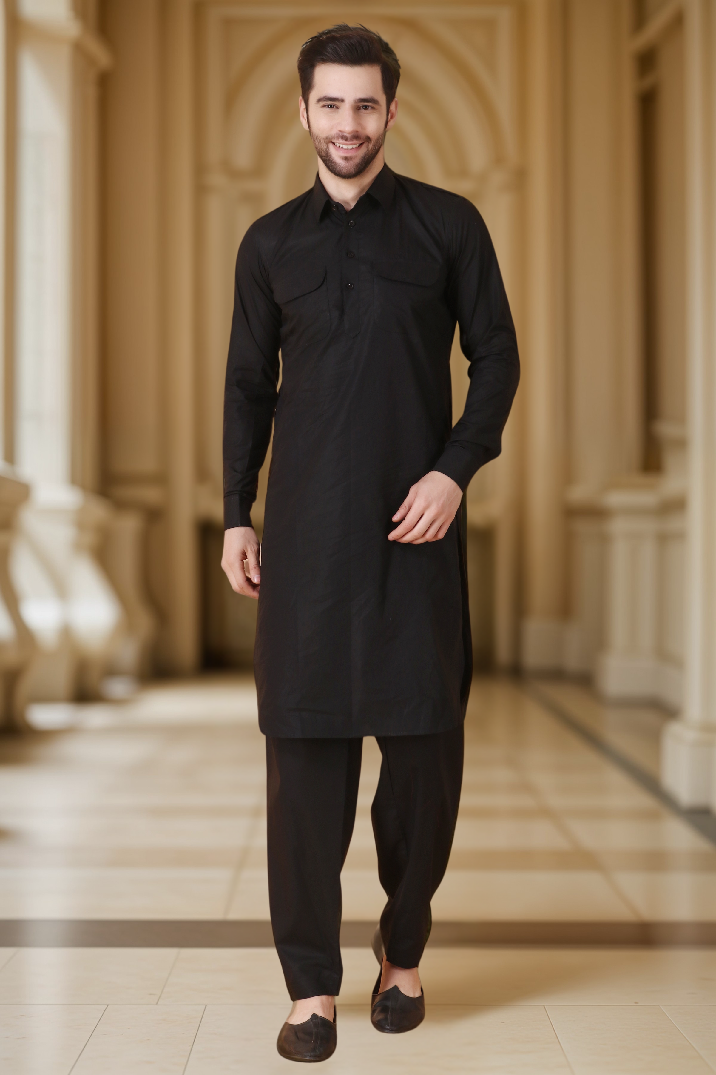 Pathani Suit Man In Kurta Pajama Men Kurta Black Pathani Suit For
