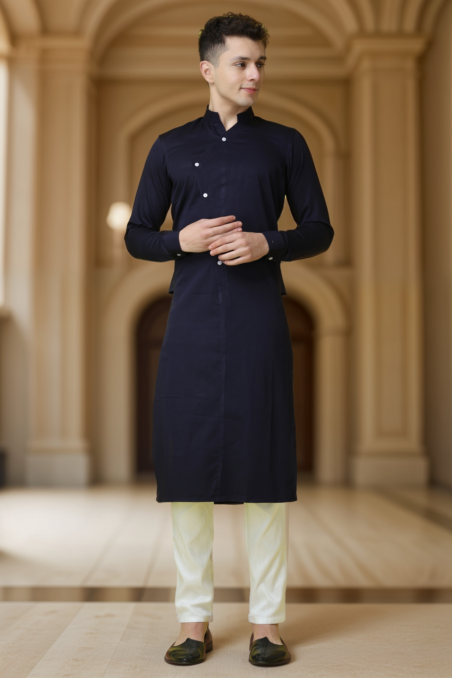 Buy Plus Size Midnight Tale Cotton Kurta Pajama At Apella | Sizes XS to 10 XL | India | Free Delivery | Customized