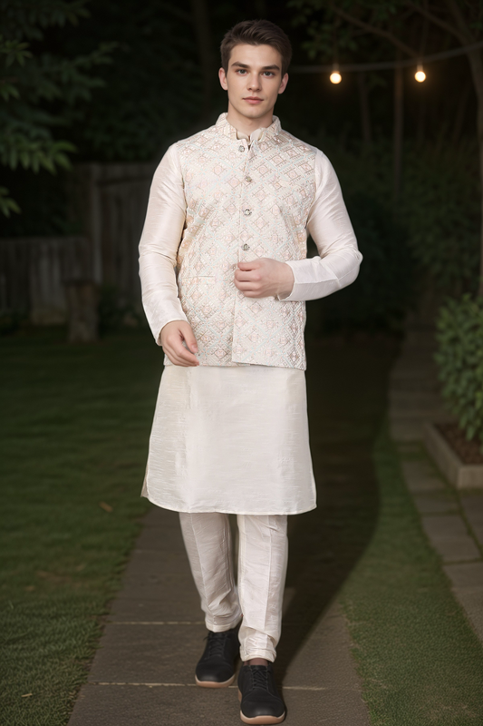 Pastel Sparkle Kurta Vasket Set