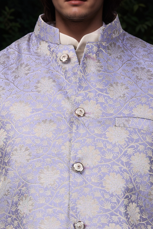 Buy Plus Size Serene Violet Brocade Vasket At Apella | Sizes XS to 10 XL | India | Free Delivery | Customized