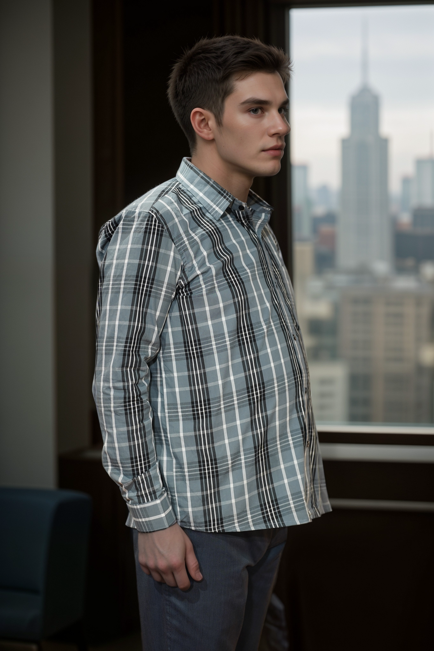 Smoke Wood Check Cotton Shirt