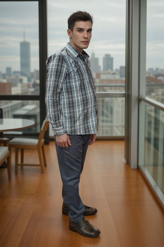 Smoke Wood Check Cotton Shirt