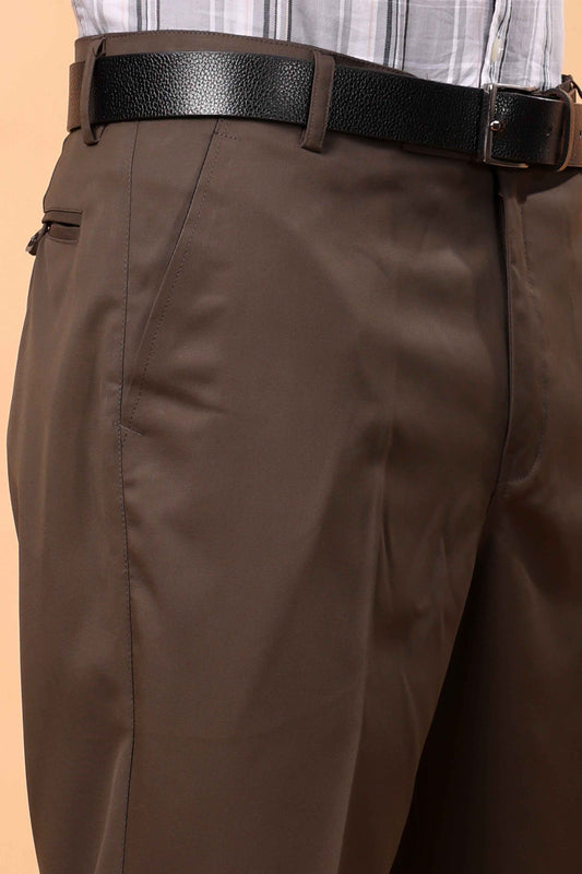 Rustic Brown Solid Formal Trousers