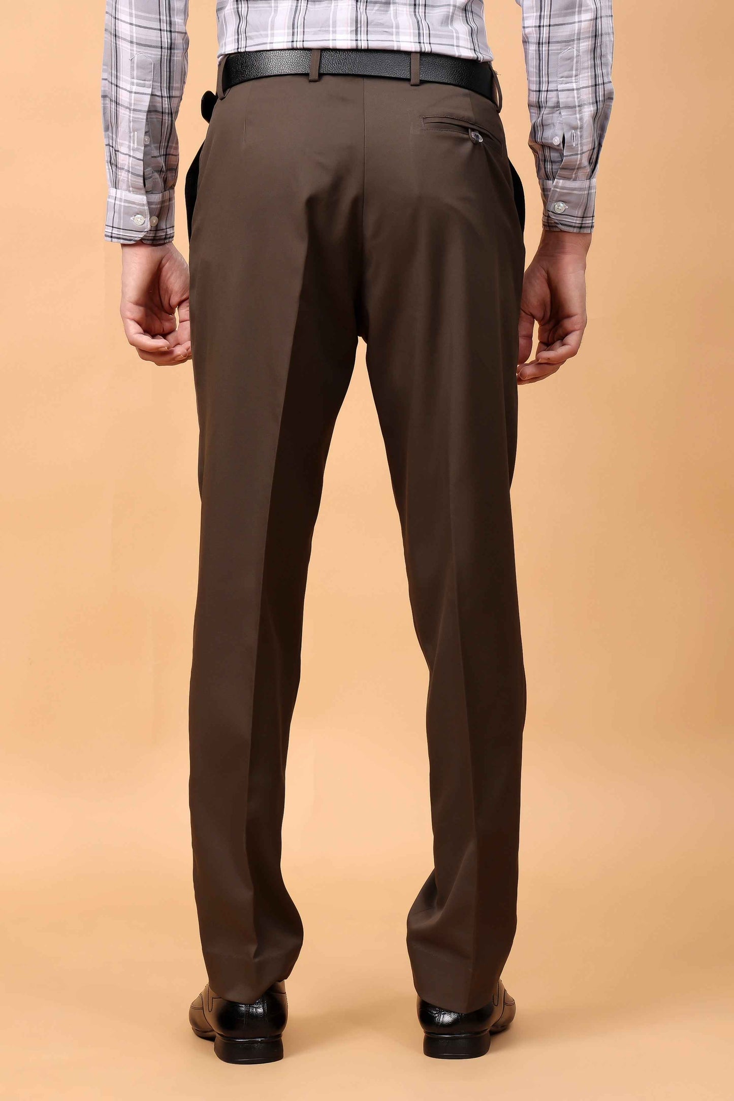 Rustic Brown Solid Formal Trousers